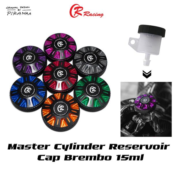 ฝาปิดกระปุกน้ำมันเบรคแต่ง BREMBO 15 ml. DUAL ANODIZED CNC CR RACING