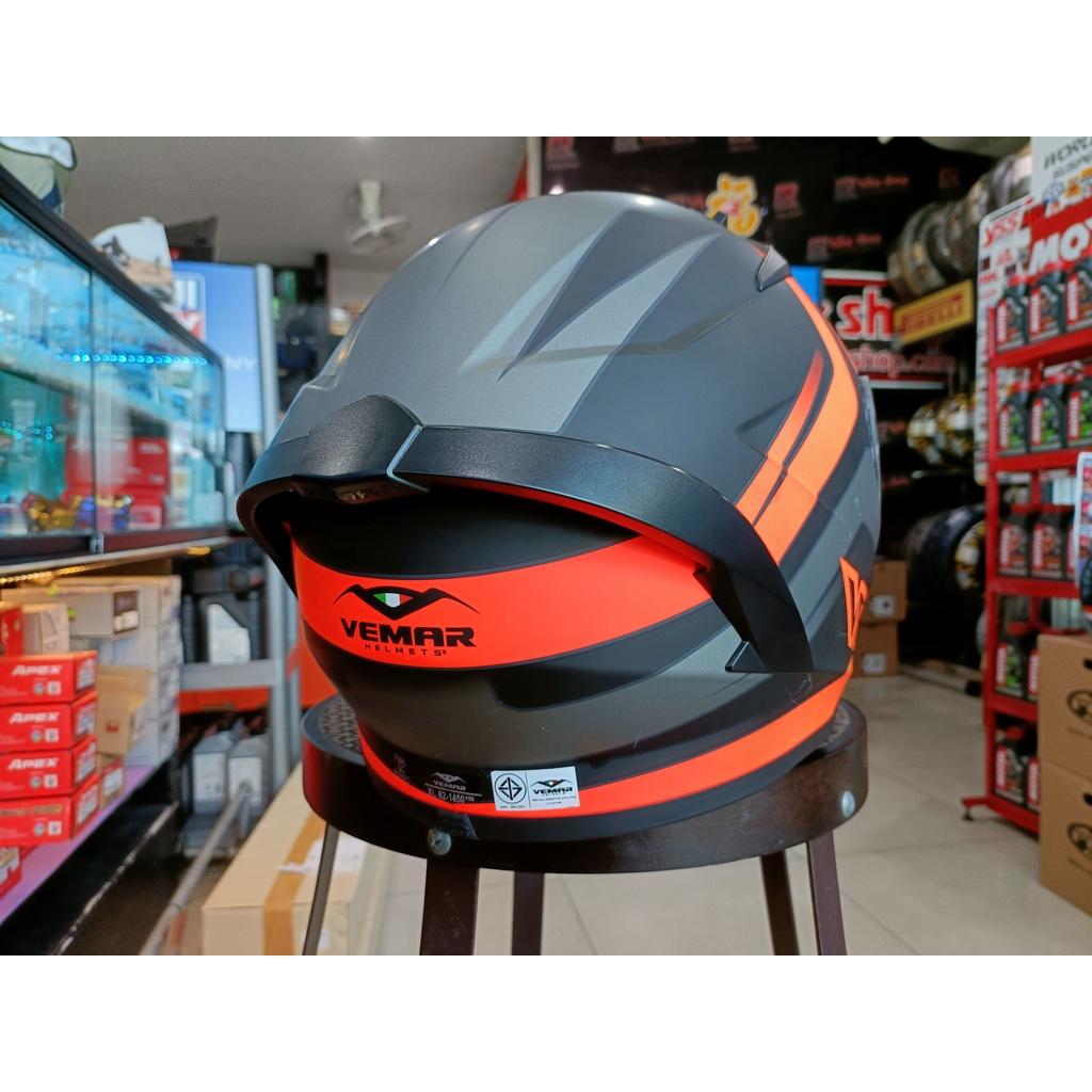 โล๊ะ หมวกกันน็อค เต็มใบ แบรนด์ VEMAR รุ่น GHIBLI สีส้ม-ด้าน