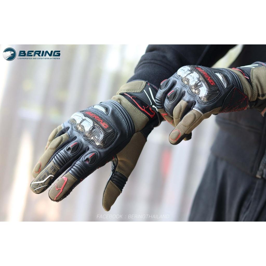 38.ถุงมือหนังแพะผสมผ้า รุ่น Cortex แบรนด์ Bering การ์ดสนับ Carbon สามารถกดโทรศัพท์ได้
