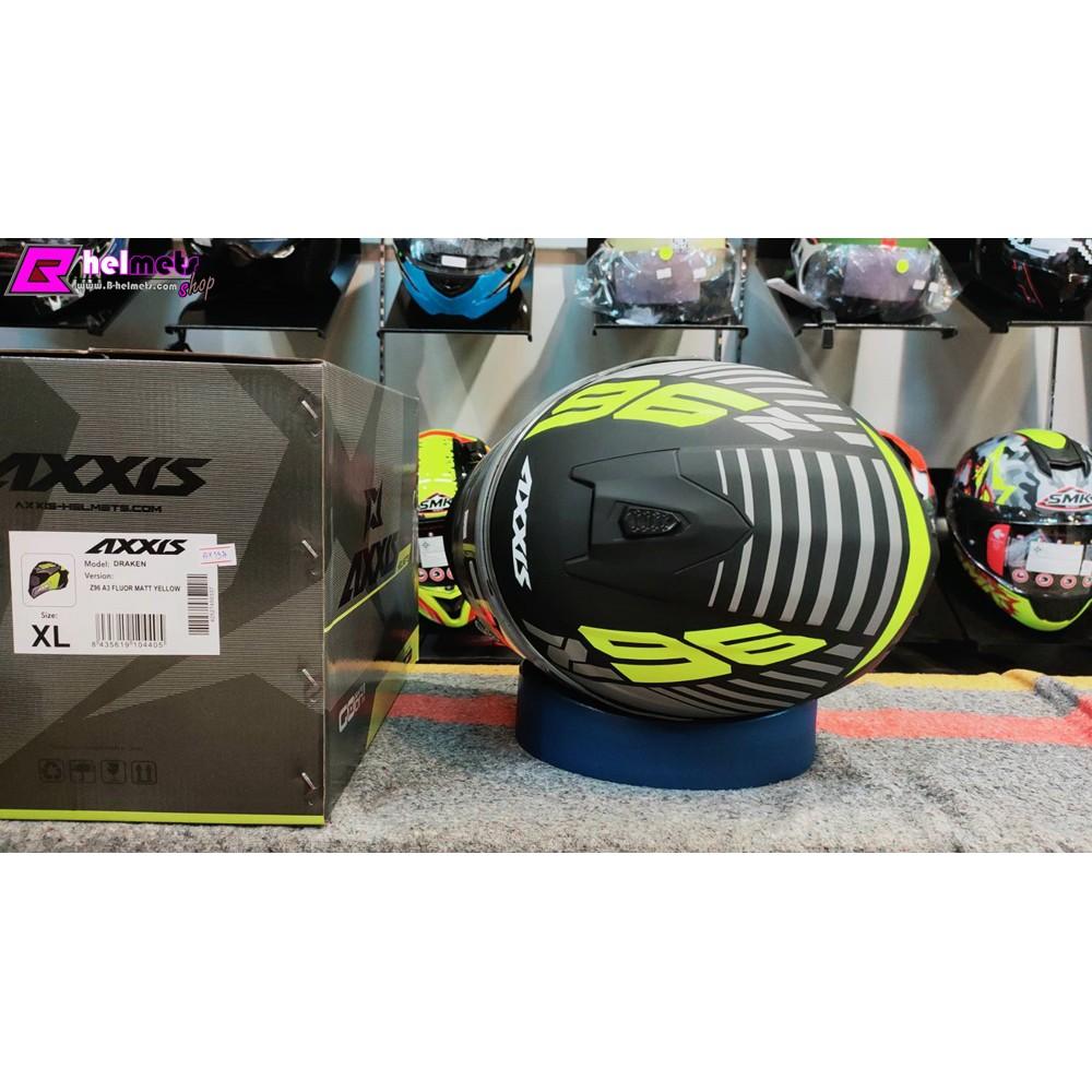 25.หมวกกันน็อค เต็มใบ Axxis รุ่น Draken 296 Matt Yellow มีสินค้าพร้อมจัดส่ง