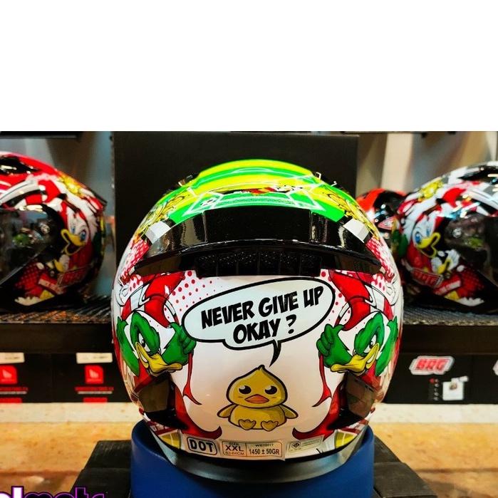 40.หมวกกันน็อค คร่ึงใบ BRG รุ่นBR-20 ลายDUCK CHAMPION GLOSS Green แว่น 2ชั้น
