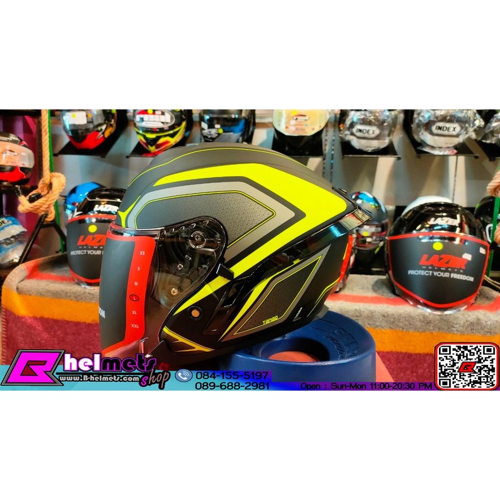 #หมวกกันน็อค Lazer Tango-SR Black-Yellow Fluo-Grey-Matt (Spoiler) สินค้าบางใบ อาจจะมีตำหนิเล็กน้อย เพราะเป็นสินค้าลดราคา