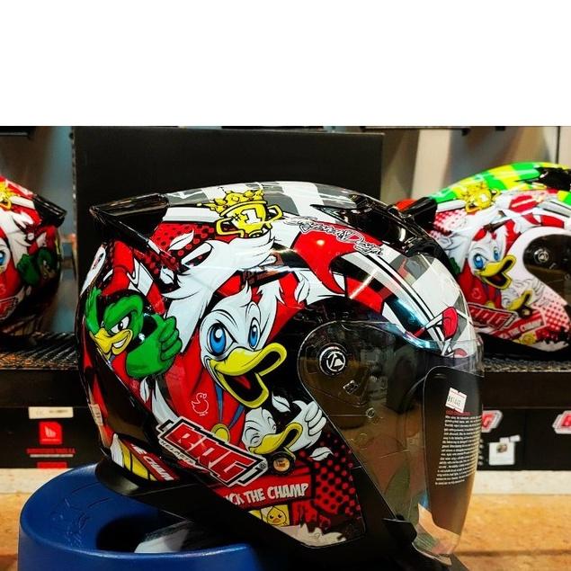 40.หมวกกันน็อค ครึ่งใบ BRG รุ่นBR-20 ลายDUCK CHAMPION GLOSS แว่น 2ชั้น
