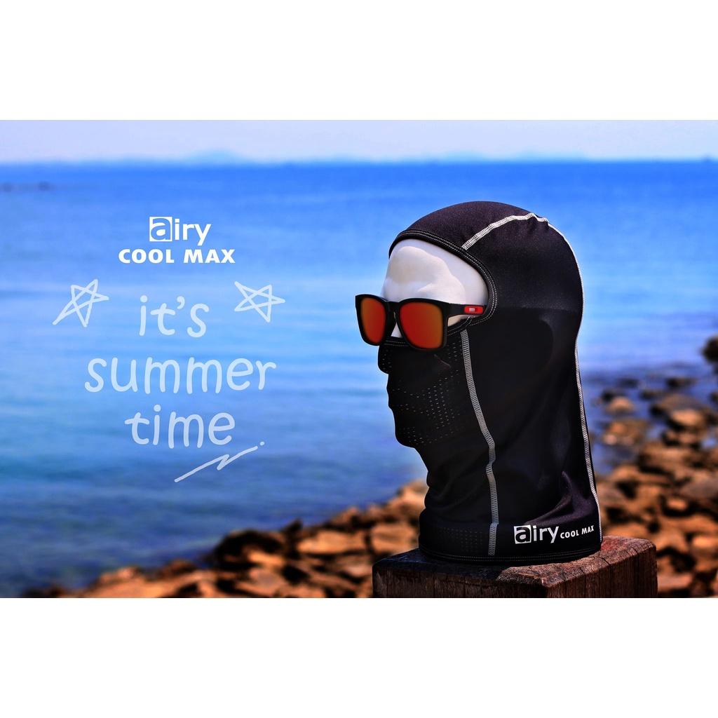 9 โม่งคลุมหัว mask coolmax แบรนด์ Airy ผ้าคลุมหัว โม่ง สีดำ