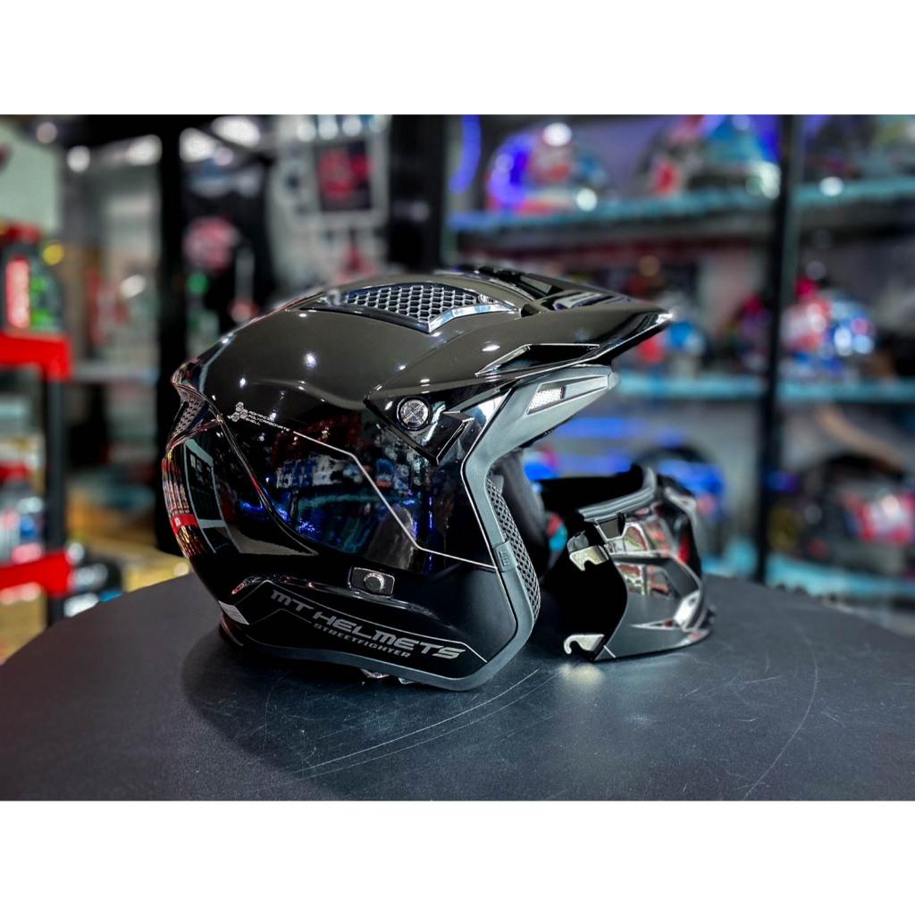 หมวกกันน็อค MT Streetfighter Sv Gloss Black สีดำเงา มีสินค้าพร้อมส่ง หมวดถอดคางได้