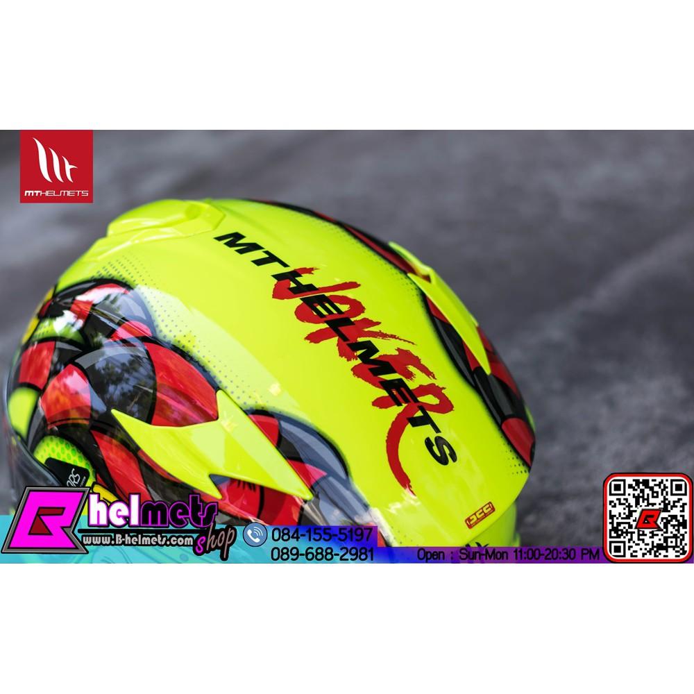 #หมวกกันน็อค MT TARGO JOKER - GLOSS FLUOR YELLOW RED เงา*