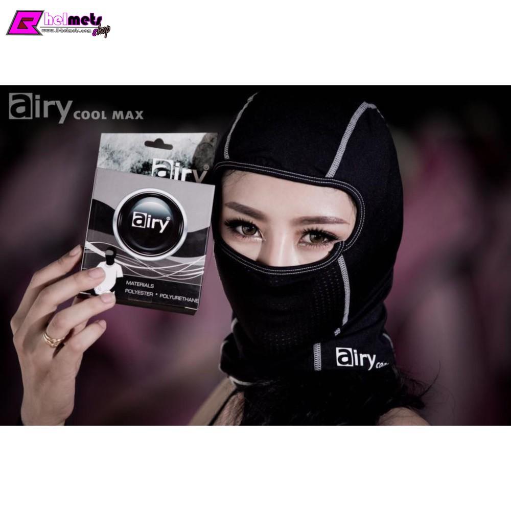 โม่งคลุมหัว coolmax แบรนด์ Airy ผ้าคลุมหัว โม่ง.. airy กัน UV ผ้าเย็นสบาย ใส่แล้วไม่อีดอัด เนื้อผ้าเด้งเหมือนนางแบบในรูป
