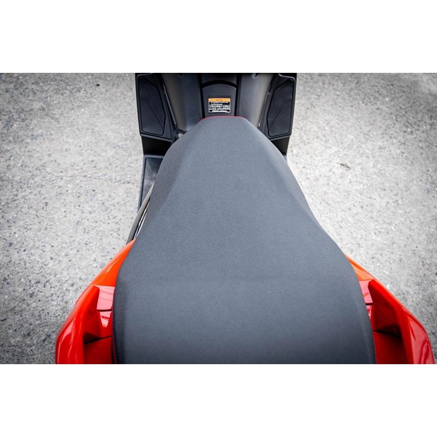 เบาะปาด X-MAX 2023 / Forza350 เบาะปาดทรงซิ่ง2ตอน โครงเทียม 2ตอน ผ้าเรดเดอร์ ด้ายแดง