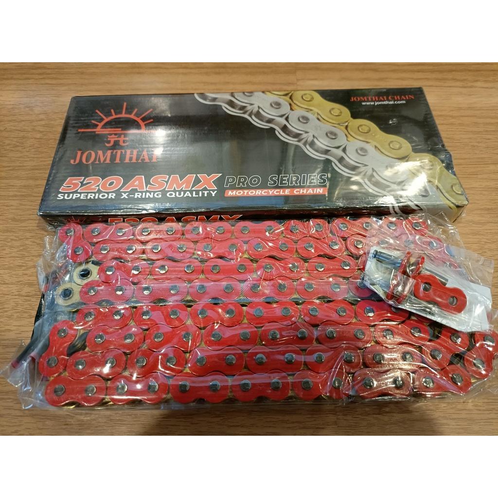 โซ่520  Jomthai X-ring  สีทอง สีทองนอก สีดำหมุดทอง สีแดง สีเขียว สีน้ำเงิน  สีส้ม120DL ASMX Jomthai แบรนด์แท้***