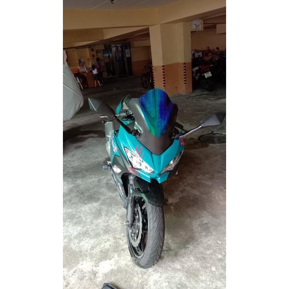 ชิวหน้าแต่ง ปรอทเคฟล่า ตรงรุ่น NINJA400 ชิวแต่ง อะคริลิค ดำ  หน้ากาก บังหน้า