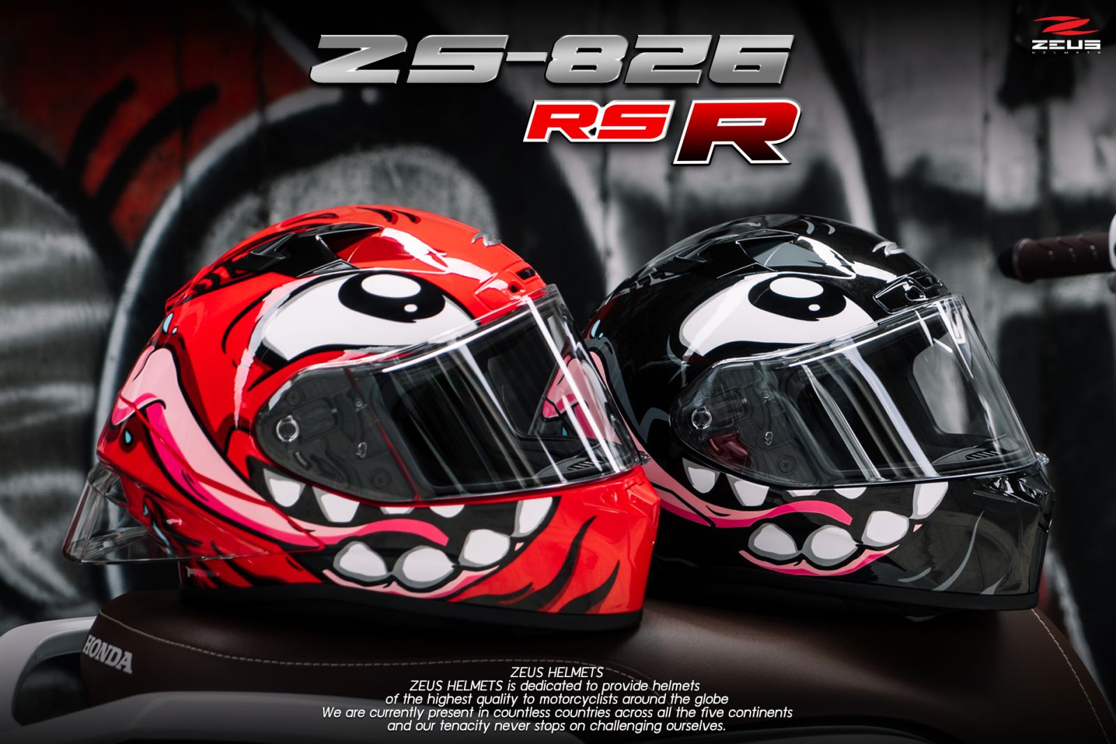 หมวกกันน็อค ZEUS-826 RS แถม Spoiler สีสโมค