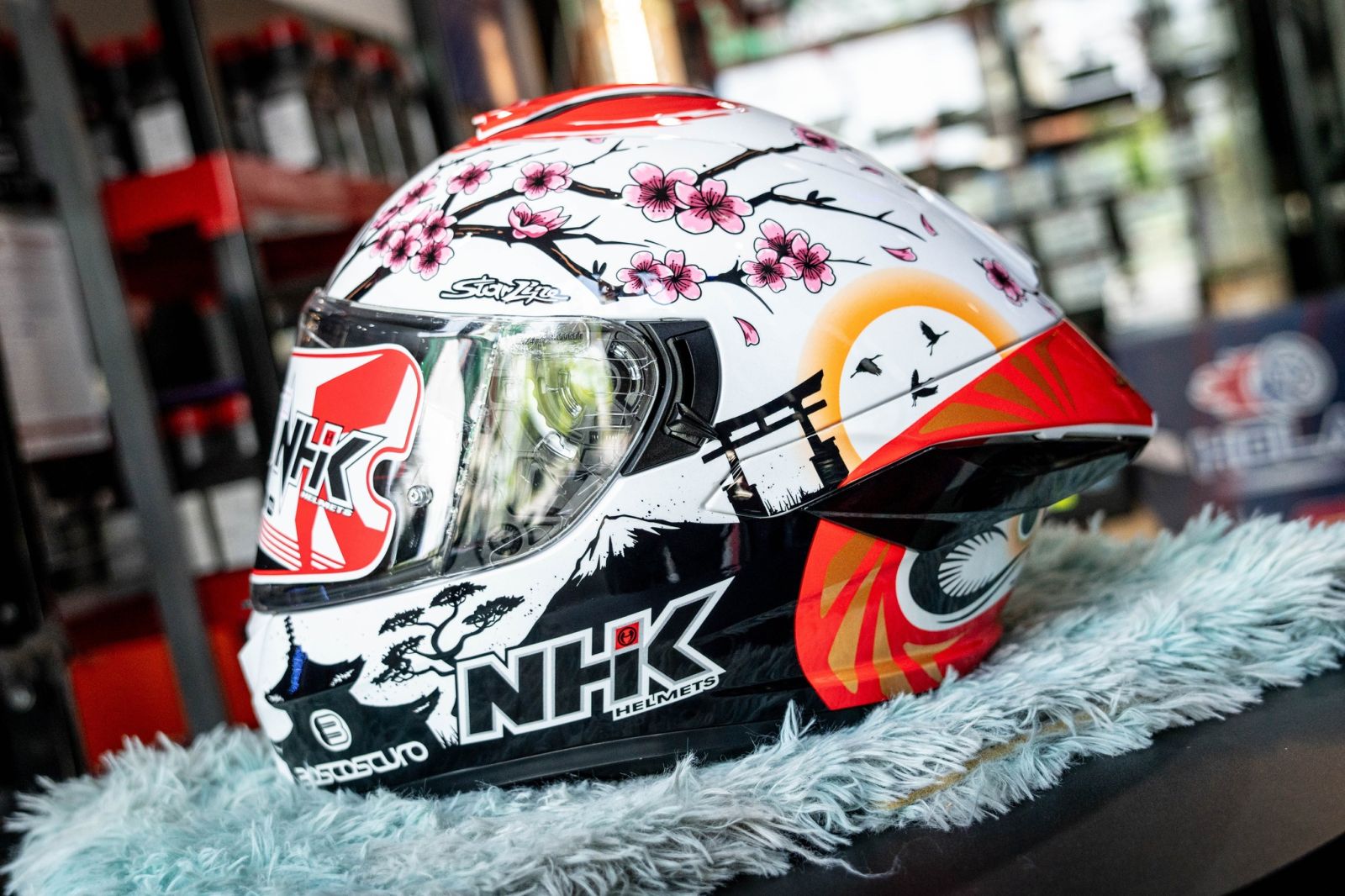 หมวกกันน็อค NHK ลาย Alonso Lopez แว่น2ชั้น  แถมกระเป๋าผ้า