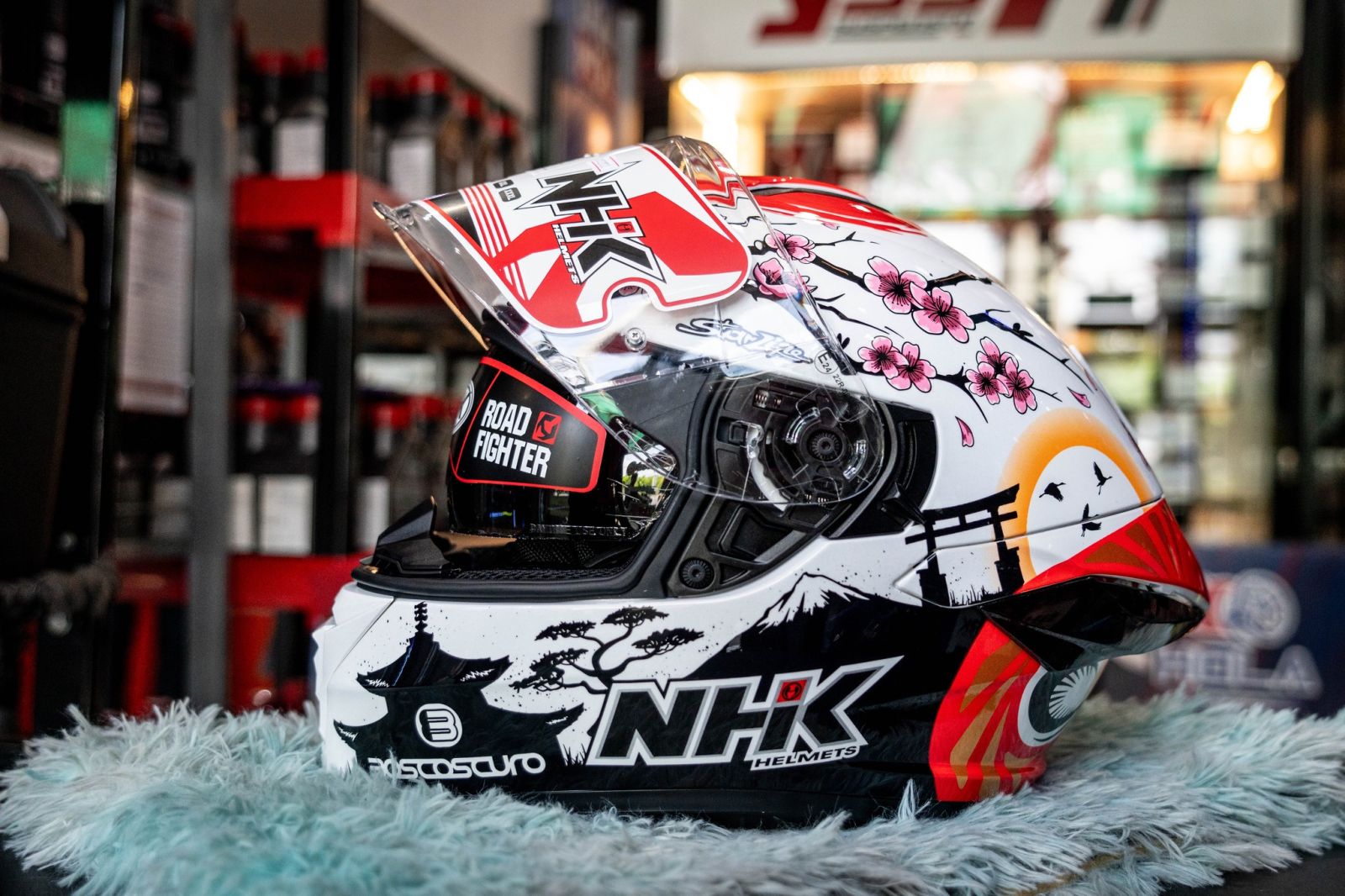 หมวกกันน็อค NHK ลาย Alonso Lopez แว่น2ชั้น  แถมกระเป๋าผ้า