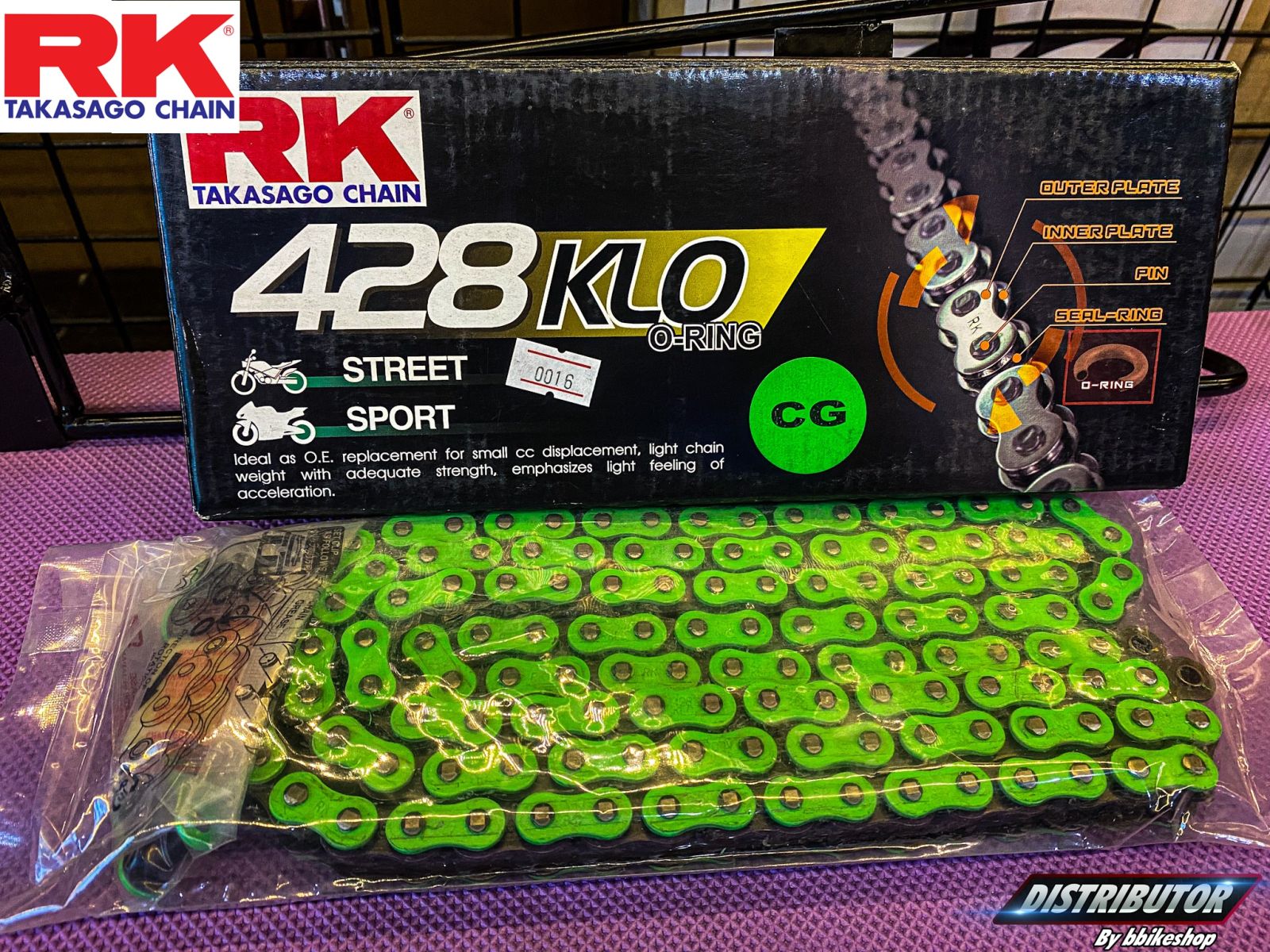 โซ่ RK 428 KLO สีเขียว