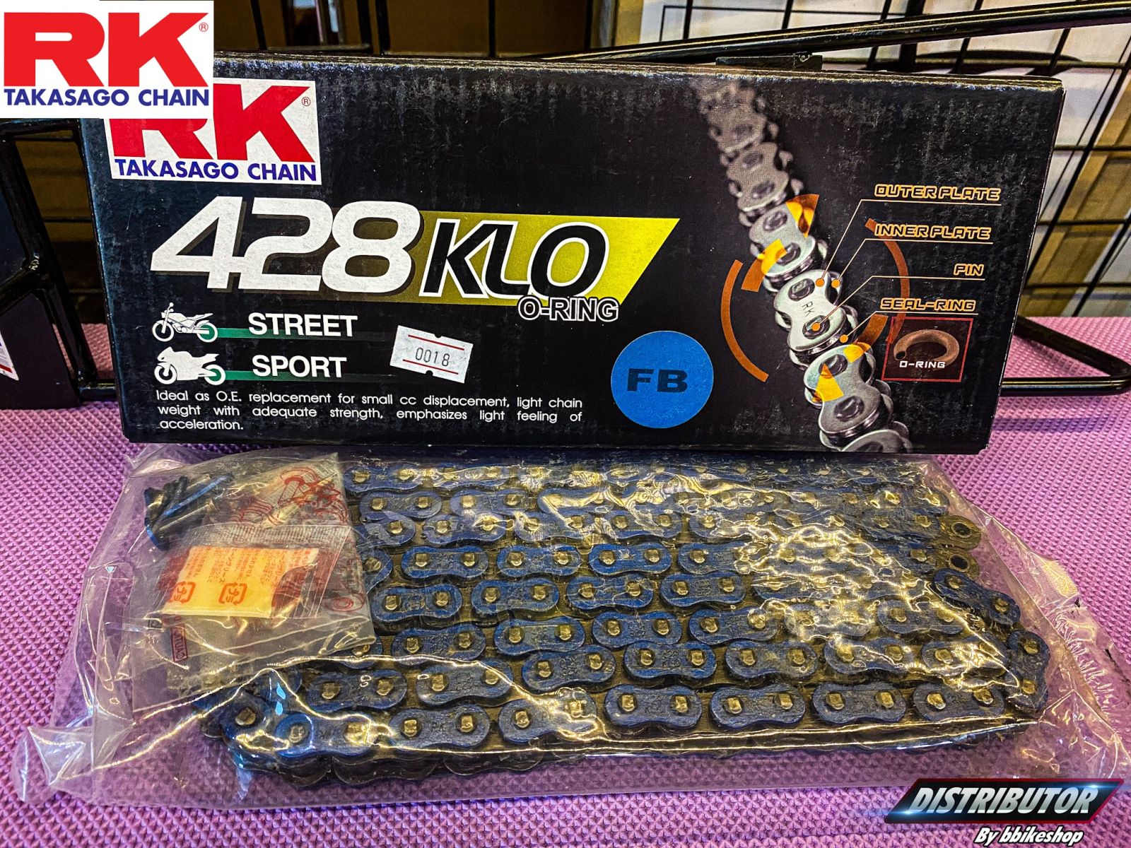 โซ่ RK 428 KLO สีน้ำเงิน