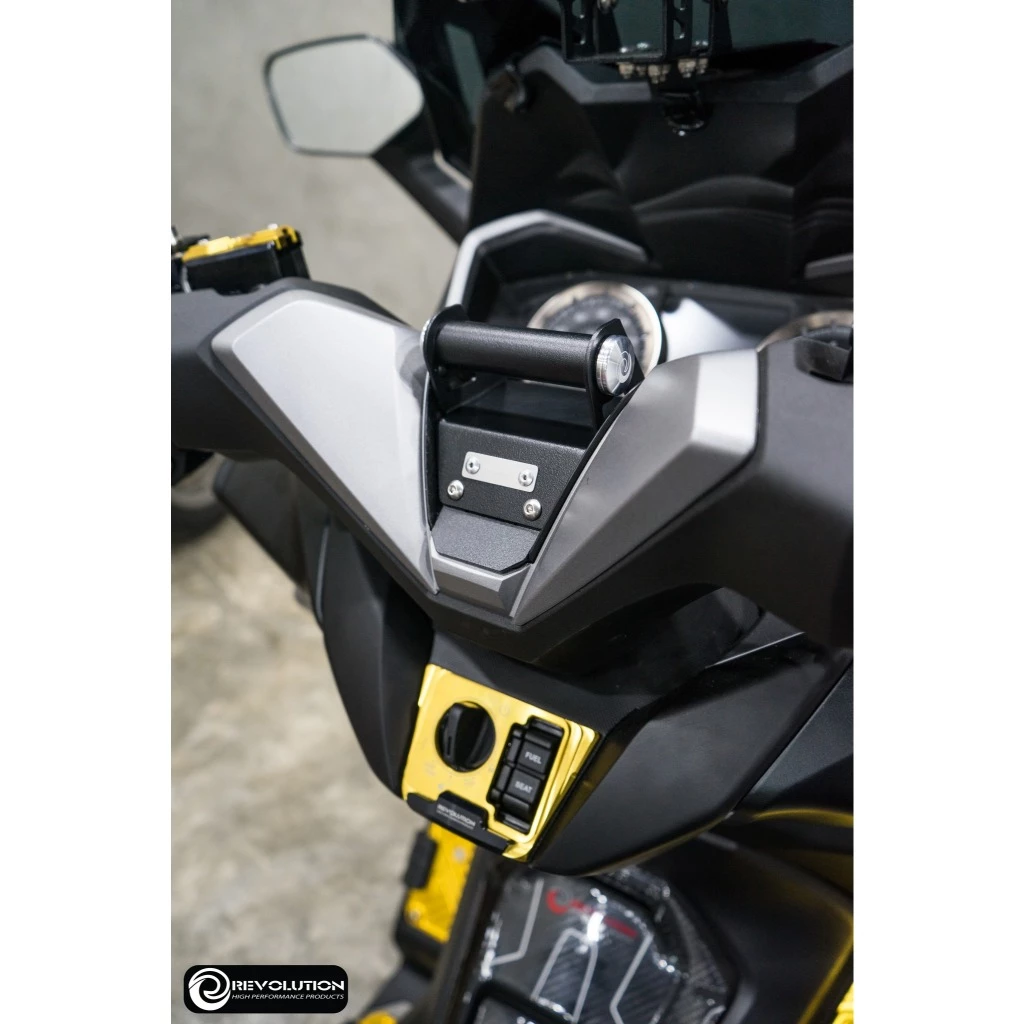 ขาจับมือถือยึดฝาครอบแฮนด์ (เหล็กหนา 2mm) REVOLUTION V2 FORZA-300, FORZA-350 NEW สีดำ