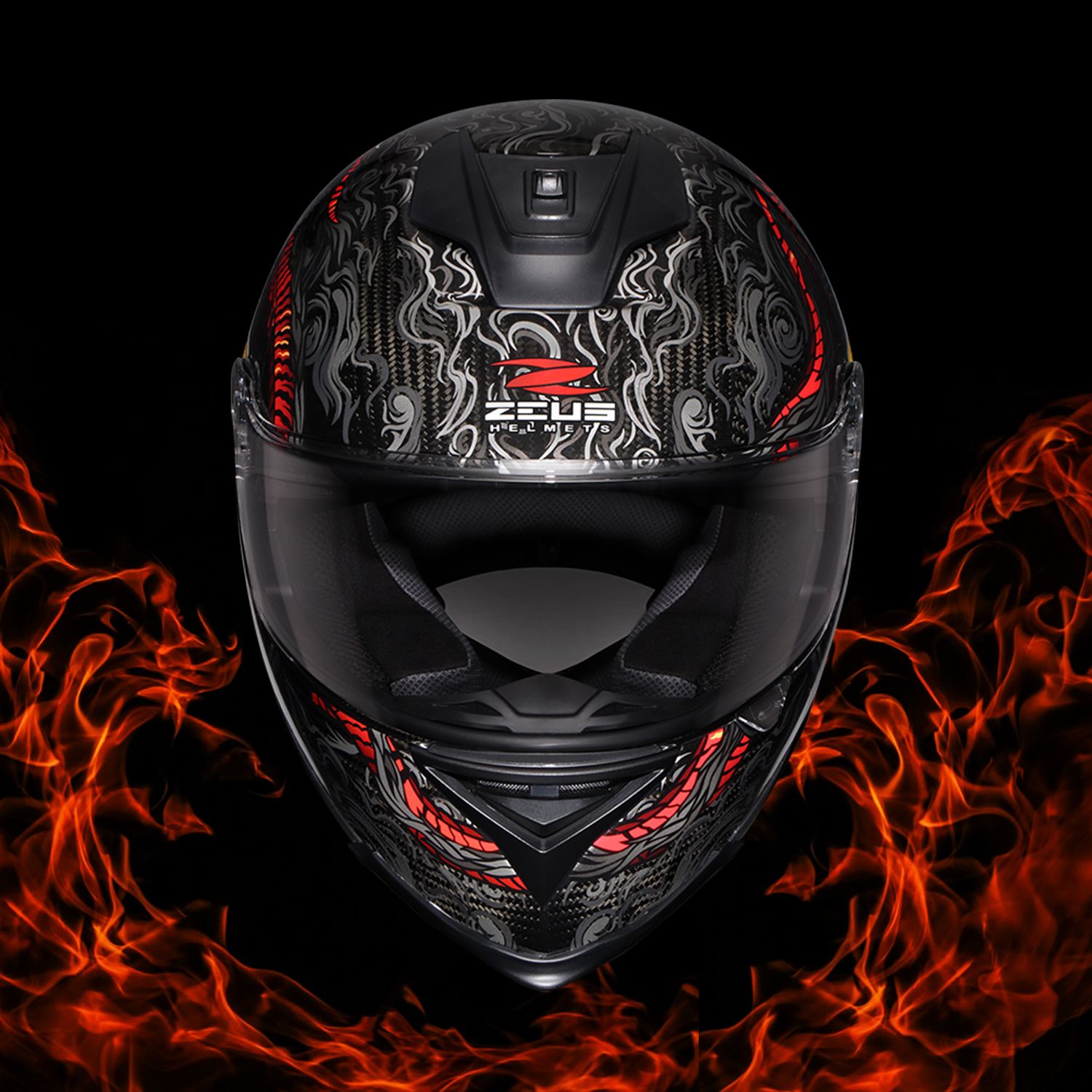 หมวกกันน็อค ZEUS ZS-1900 CABON DRAGON / GLOD