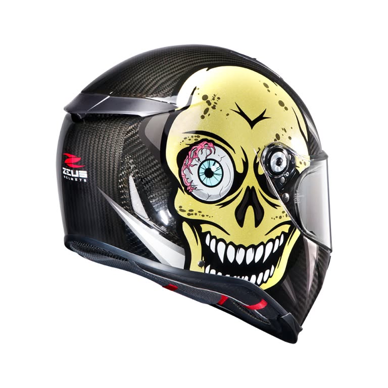 หมวกกันน็อค ZEUS ZS-1900 CABON SKULL / GOLD / SILVER / GREEN