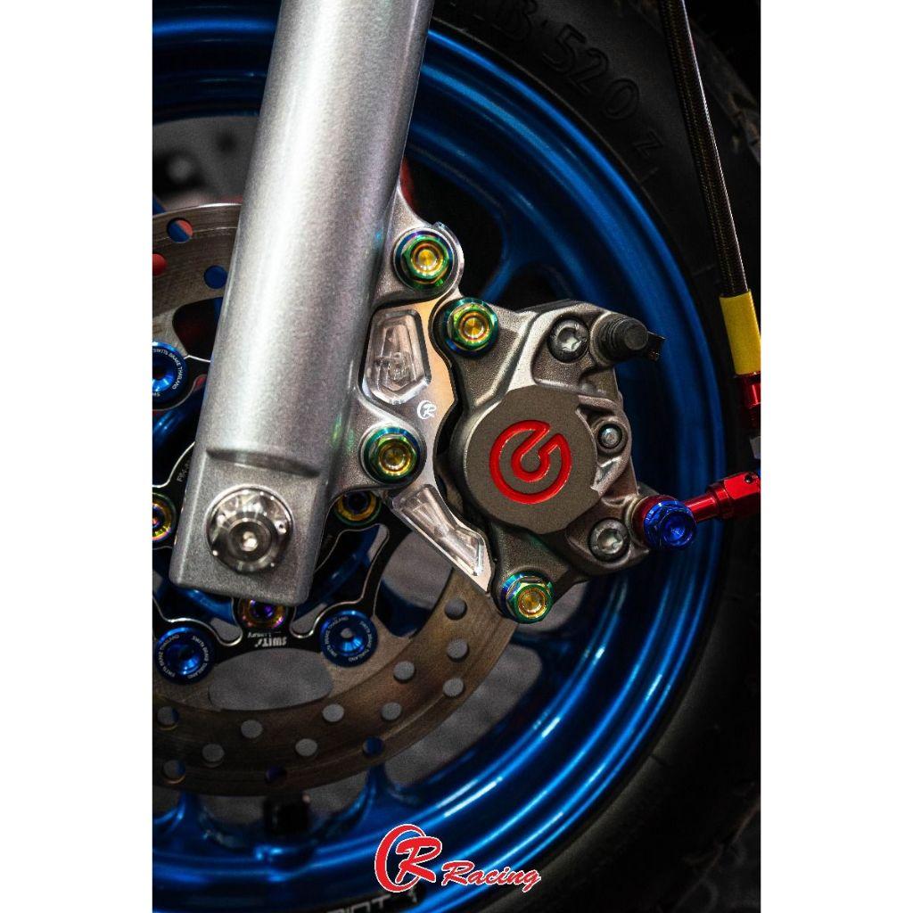 ขายึดปั๊มดิสเบรคหน้า CNC สำหรับปั๊มปักข้าง ปั๊มด้วง 2 Pot ขนาดจาน 190mm LEAD-125 4V / Giorno+ (CBS) CR RACING (016)