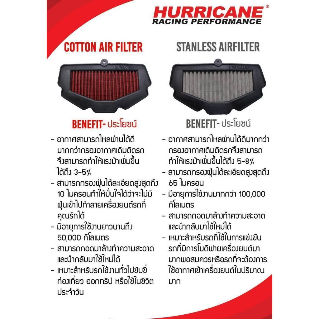 รวมกรองอากาศ HURRICANE ใส่กับรุ่น HONDA Forza / PCX / ADV / CBR150-650 / WAVE / MSX กรองผ้า / กรองเลส รับประกัน1ปี