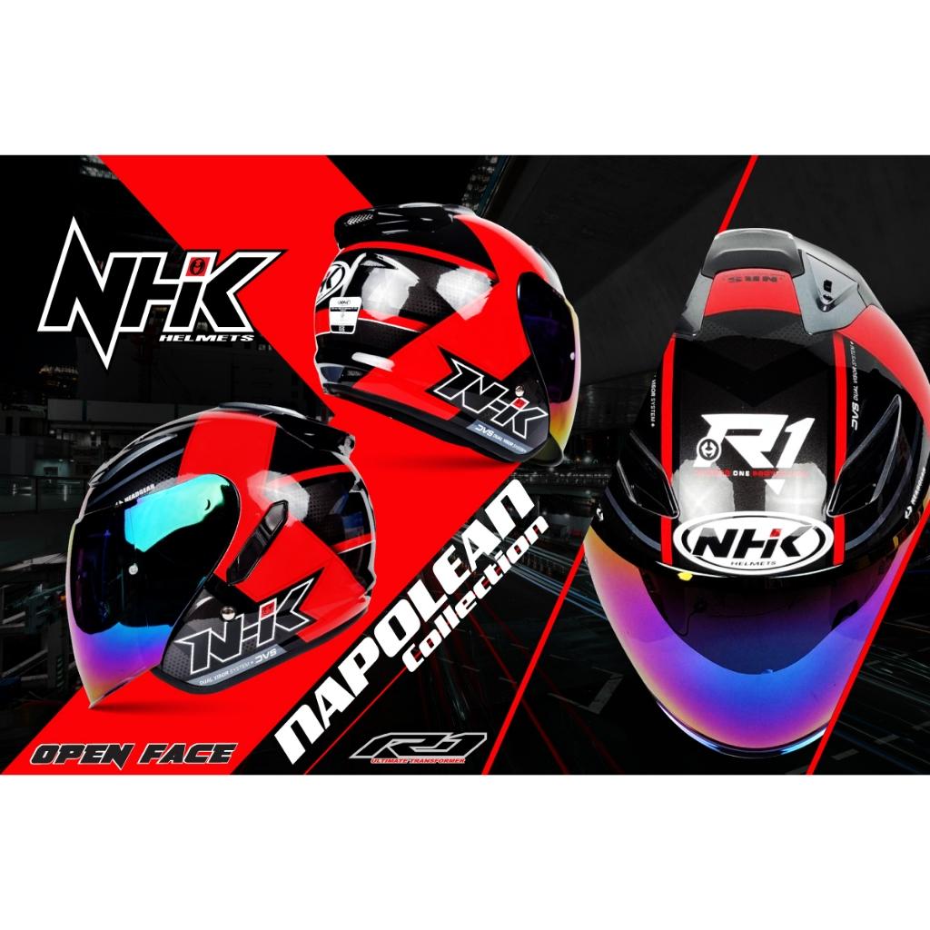 ลดด่วน!! หมวกกันน็อค ครึ่งใบ NHK Helmets R1 -SAMURAI -NAPOLEAN😈Open Face รุ่นมีแว่นสองชั้น กราฟฟิค แถมชิวหน้า