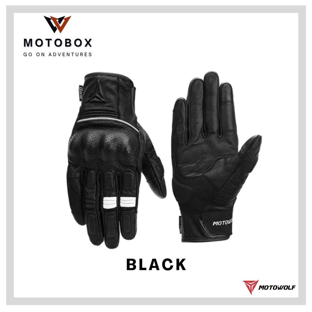 26. ถุงมือหนังแกะ ถุงมือเต็มนิ้ว แบรนด์ Motowolf 329 ทรงสวย ระบายอากาศดี สัมผัสหน้าจอโทรศัทพ์ได้ มี3สีให้เลือก
