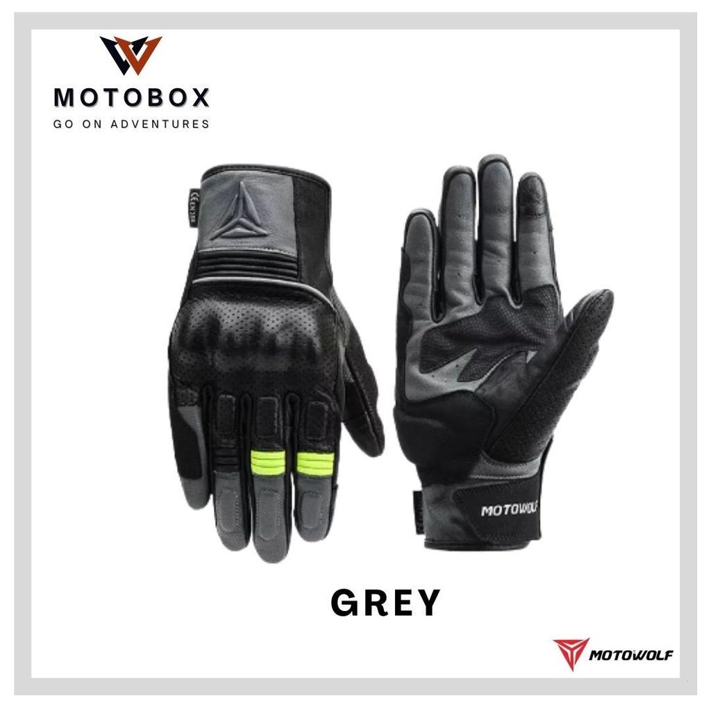 26. ถุงมือหนังแกะ ถุงมือเต็มนิ้ว แบรนด์ Motowolf 329 ทรงสวย ระบายอากาศดี สัมผัสหน้าจอโทรศัทพ์ได้ มี3สีให้เลือก