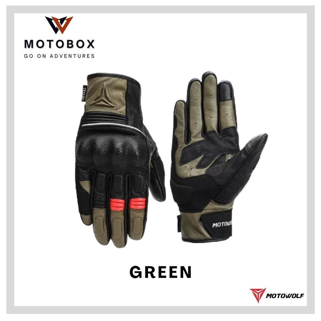 26. ถุงมือหนังแกะ ถุงมือเต็มนิ้ว แบรนด์ Motowolf 329 ทรงสวย ระบายอากาศดี สัมผัสหน้าจอโทรศัทพ์ได้ มี3สีให้เลือก