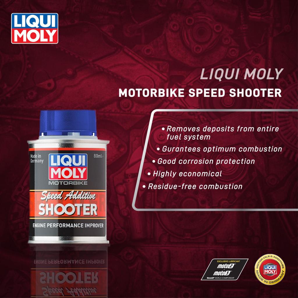 น้ำยาเพิ่มอัตราเร่งของเครื่องยนต์ LIQUI MOLY MOTORBIKE SPEED SHOOTER ขนาด 80 มิลลิลิตร ช่วยเพิ่มเเรงม้าสำหรับเครื่องยนต์