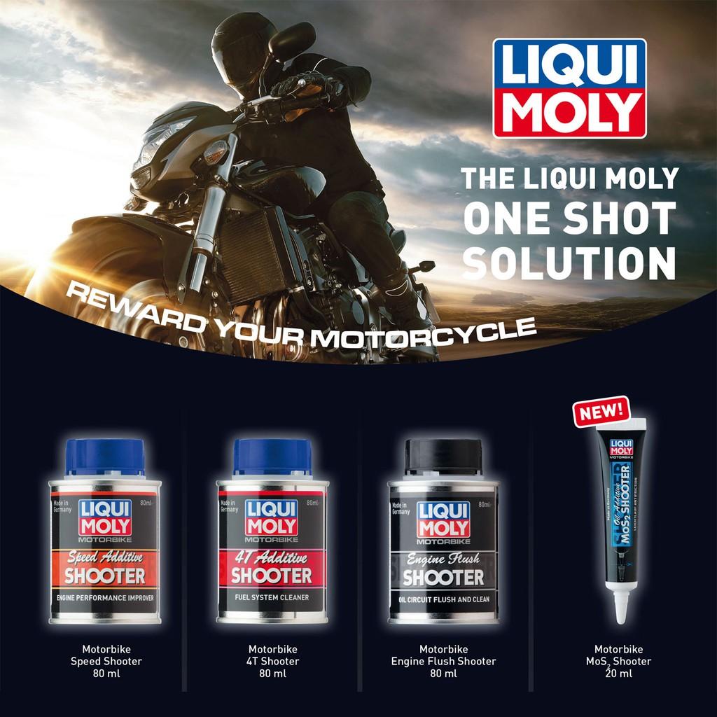 น้ำยาเพิ่มอัตราเร่งของเครื่องยนต์ LIQUI MOLY MOTORBIKE SPEED SHOOTER ขนาด 80 มิลลิลิตร ช่วยเพิ่มเเรงม้าสำหรับเครื่องยนต์