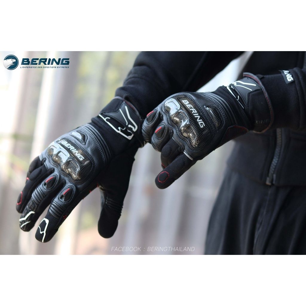 38.ถุงมือหนังแพะผสมผ้า รุ่น Cortex แบรนด์ Bering การ์ดสนับ Carbon สามารถกดโทรศัพท์ได้