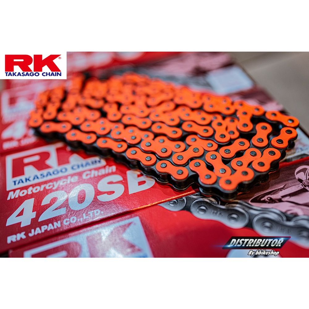 โซ่ RK 420 SB 120ข้อ รับประกันงานแท้ 💯% มีให้เลือกหลากหลายสี RK Takasago โซ่สีส้ม โซ่สีแดงโซ่คุณภาพจากญี่ปุ่นRK
