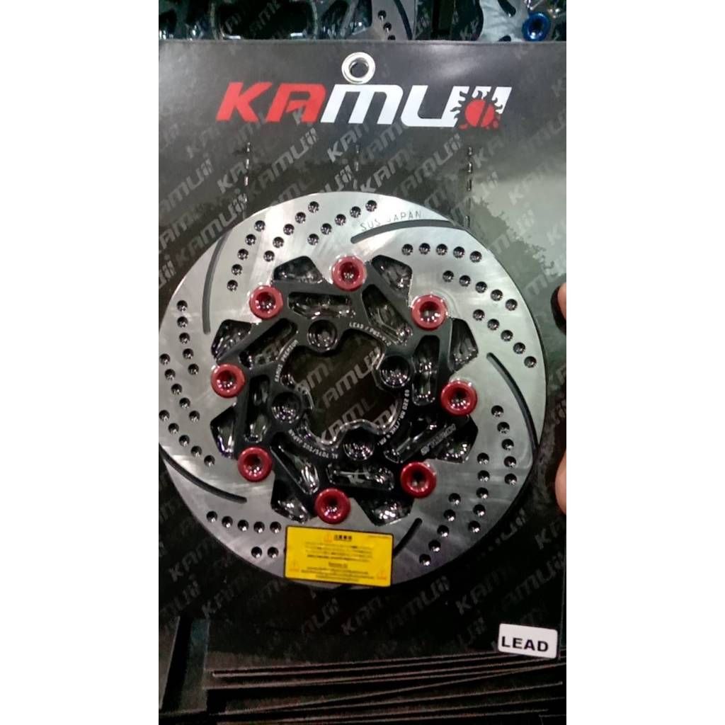 591. จานหน้า 220 มิล.Honda LEAD-125 Power-Slot V.2 ใบกลม แบรนด์ Kamui✅