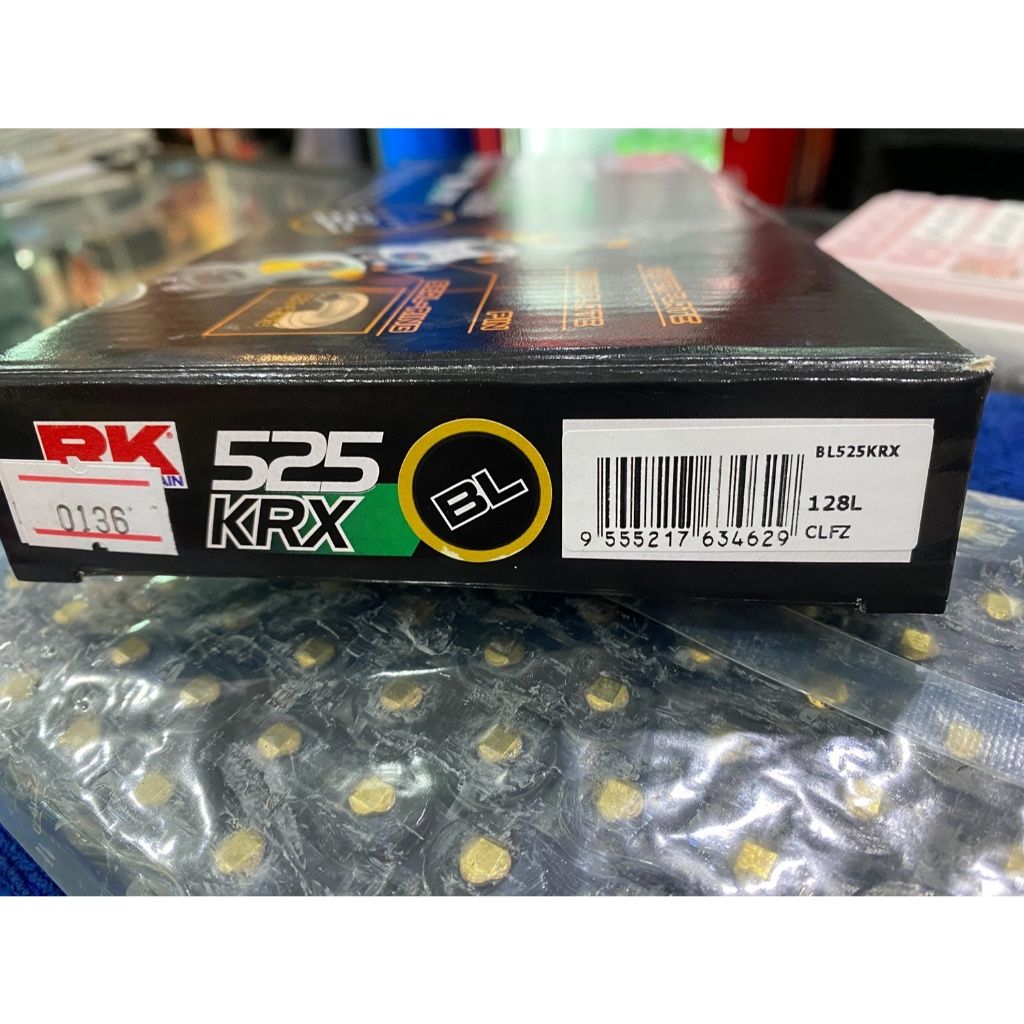 โซ่ RK X-Ring Chain งานแท้100% ขนาด 525KRX ดำหมุดทอง 128L ขนาดยาวพิเศษ