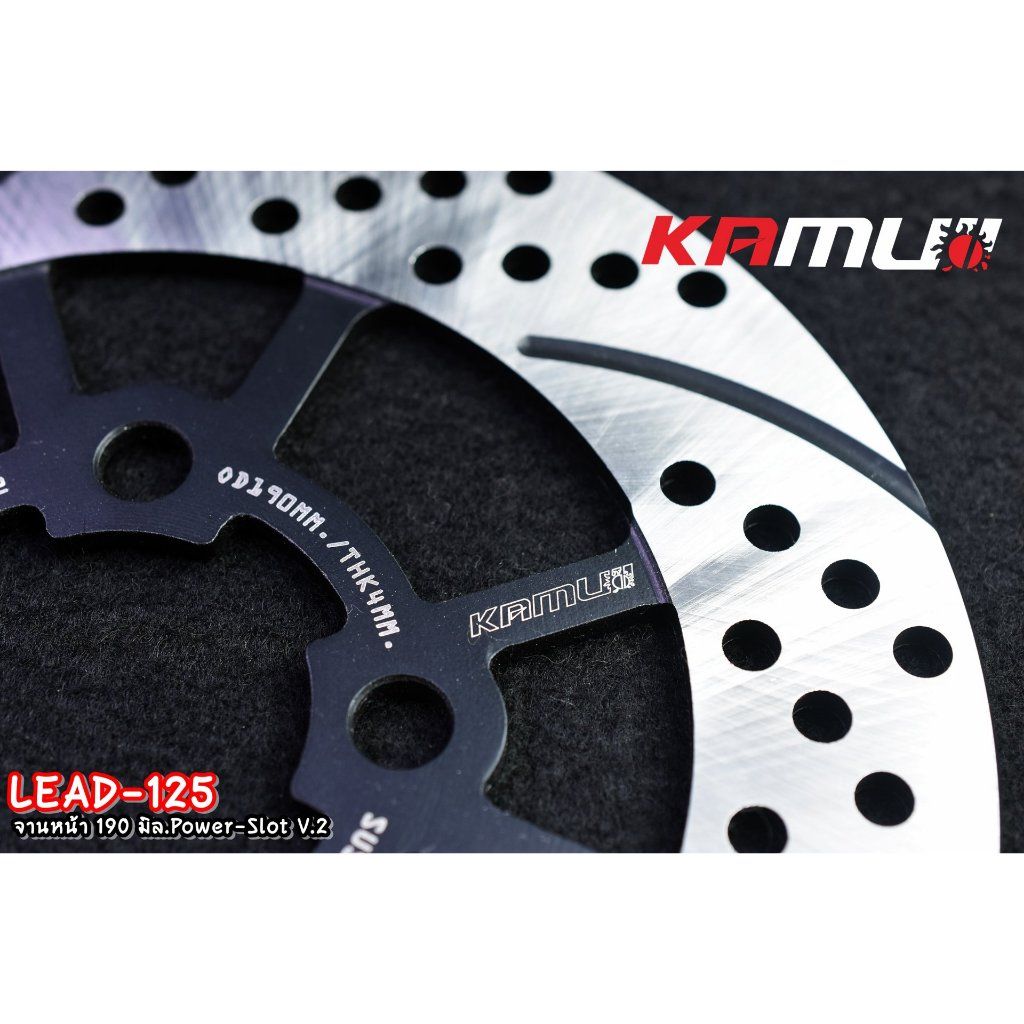 590. จานหน้า 190 มิล.Honda LEAD-125 Power-Slot V.2 ใบกลม แบรนด์ Kamui✅