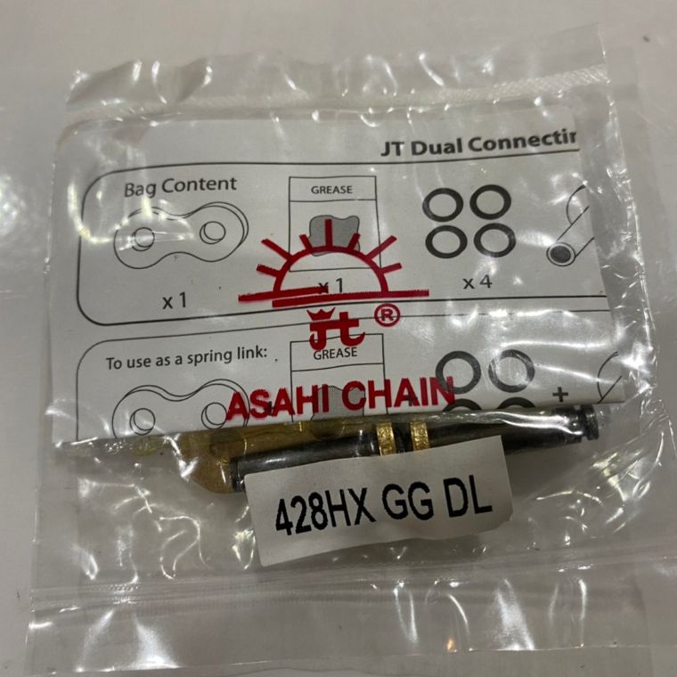 ข้อต่อโซ่X-Ring 428 แบบย้ำ+กิ๊ปJomthai แท้100%  ข้อต่อโซ่สี ทองนอก ทองล้วน (0160)