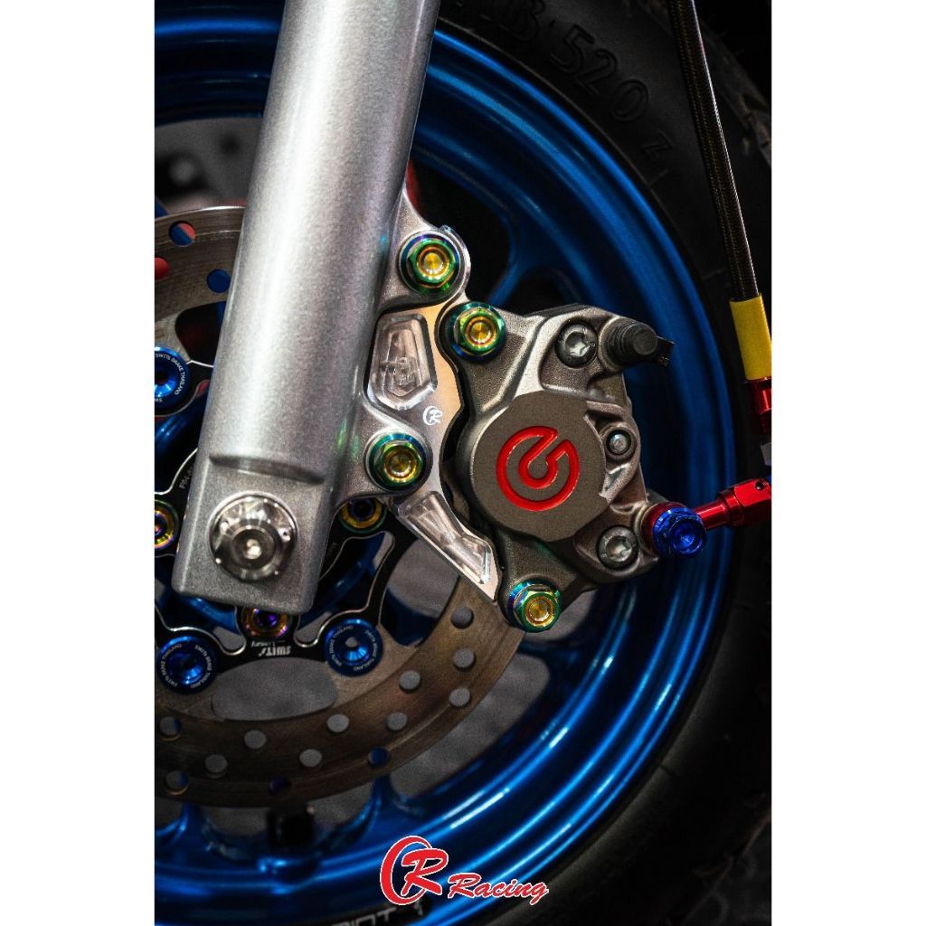 ขายึดปั๊มดิสเบรคหน้า CNC สำหรับปั๊มปักข้าง ปั๊มด้วง 2 Pot ขนาดจาน 190mm LEAD-125 4V / Giorno+ (CBS) CR RACING (016)