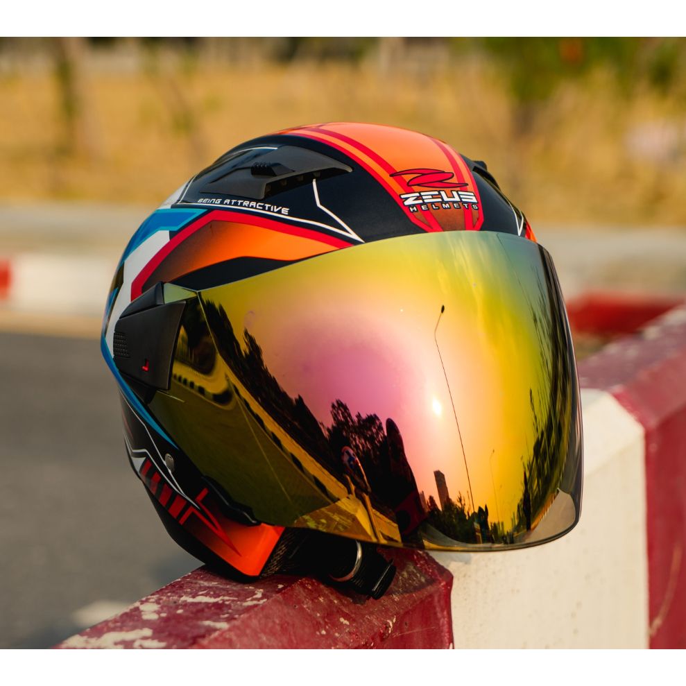 หมวกกันน็อค ครึ่งใบ ZEUS Helmets | ZS-611EC ทรงสปอร์ต แว่น2ชั้น ฟรี สปอยเลอร์สีสโมค