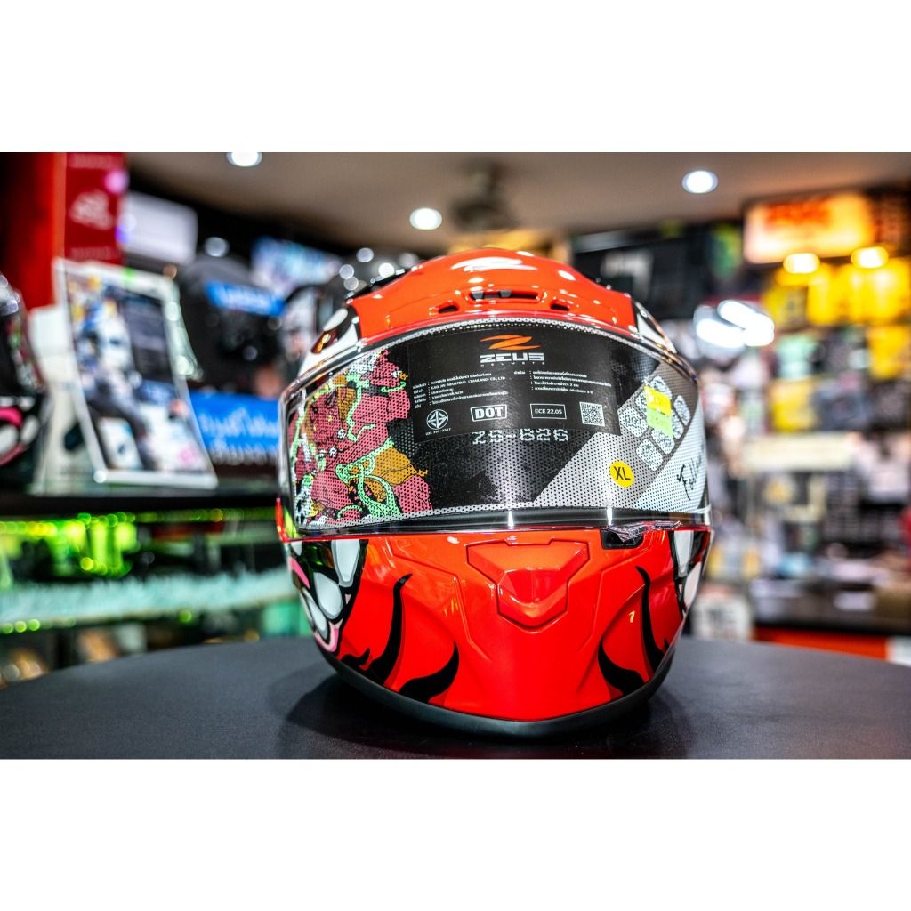 หมวกกันน็อคเต็มใบ ZEUS - 826 RS II (Spoiler) BK12 Monster Red  แถม Spoiler   มีสีและไซส์ (Z001)