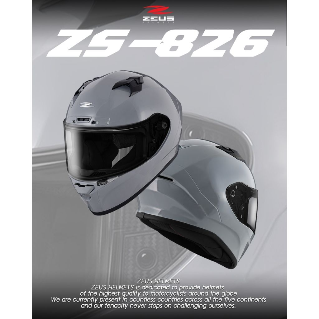 หมวกกันน็อคเต็มใบ ZEUS - 826 RS II (Spoiler) BK12 Monster Red  แถม Spoiler   มีสีและไซส์ (Z001)