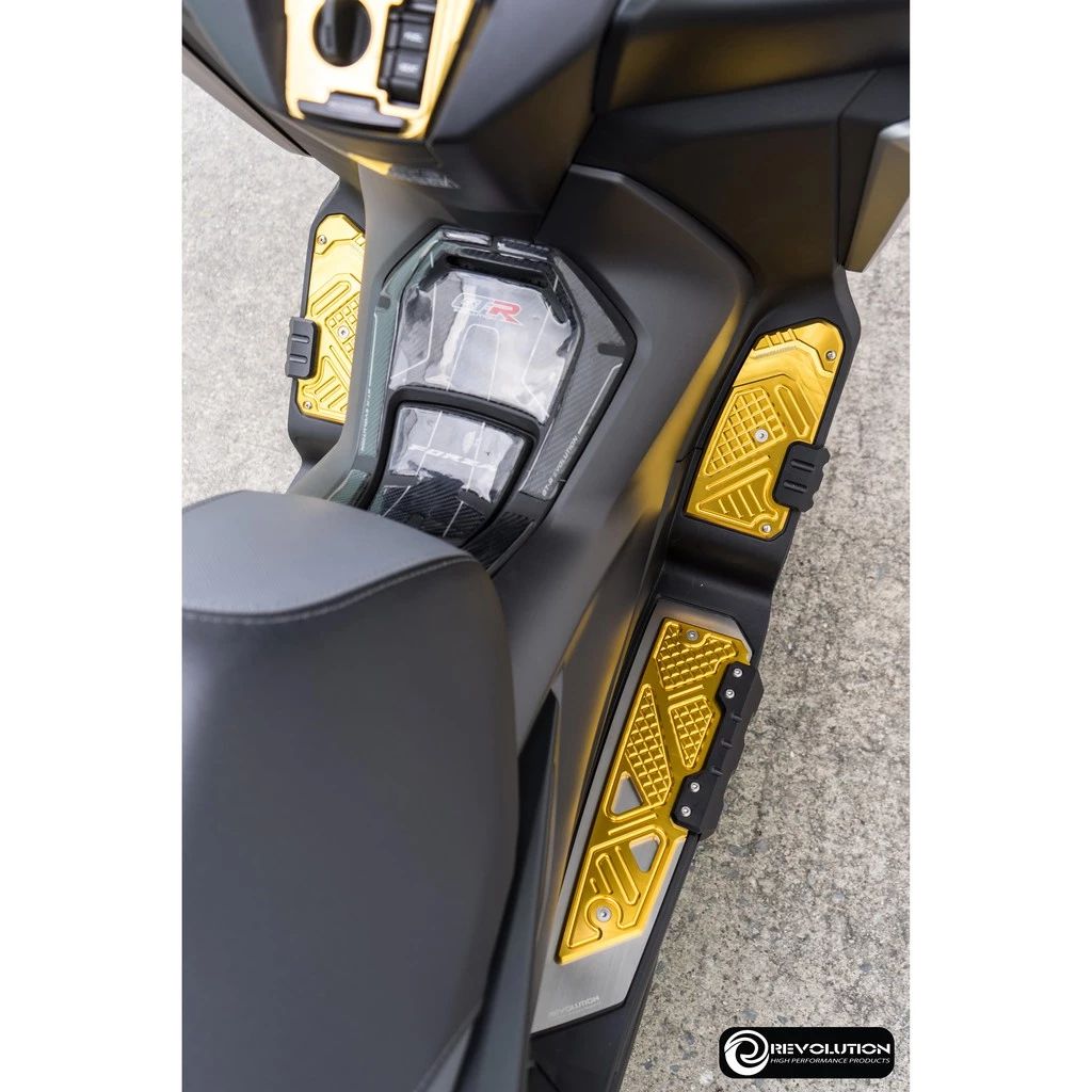 แผ่นรองพื้น (สแตนเลส+มีเนียม CNC) REVOLUTION V2 FORZA-300, FORZA-350 NEW (0594)
