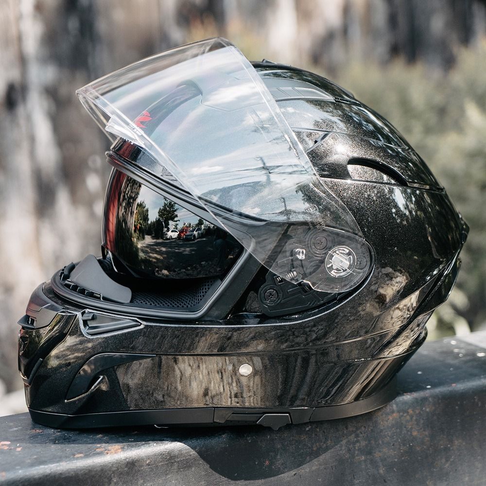 **หมวกกันน็อคZEUS Helmets  ZS-827 Metallic Black คู่หูนักเดินทาง (Z006)
