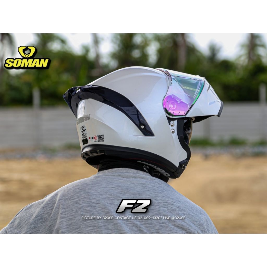 **หมวกกันน็อคเต็มใบ-ยกคาง SOMAN F2 ทรงสปอร์ตรุ่นใหม่ล่าสุด มีแว่น 2 ชั้น นวมถอดซักได้(H021)