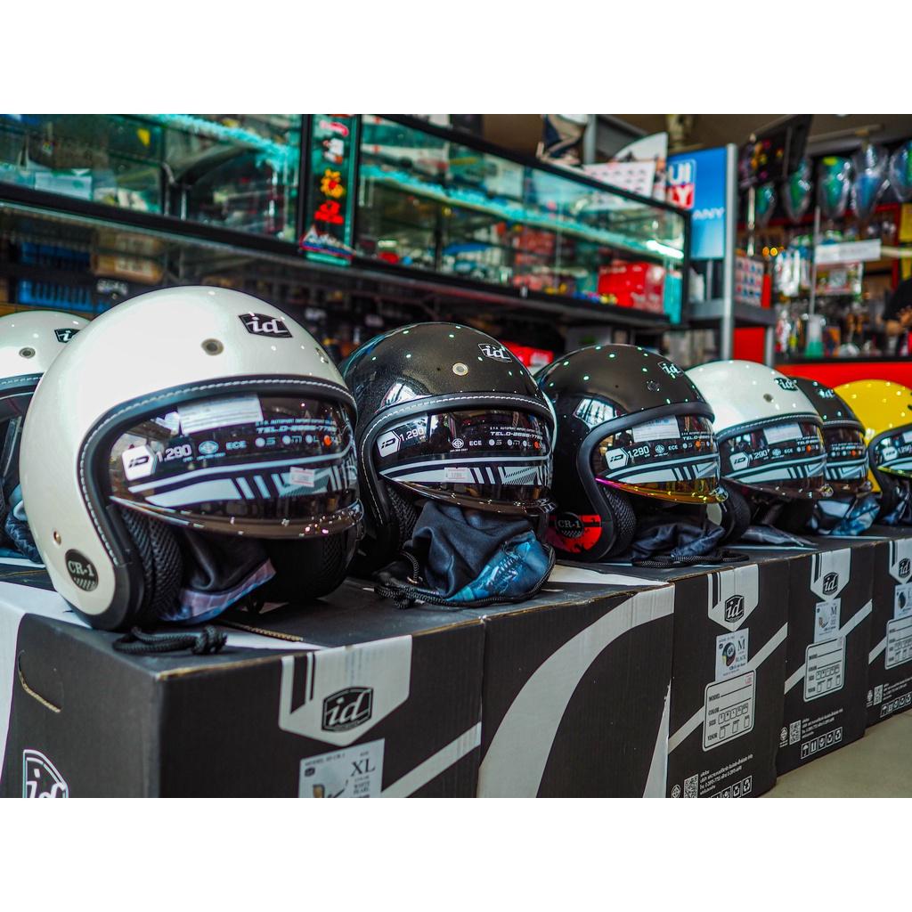 NEW2022 หมวกกันน็อค ครึ่งใบ ทรงวินเทจ ID รุ่นCR-1 มีแว่น CUSTOM / CAFE RACER / PRIMO