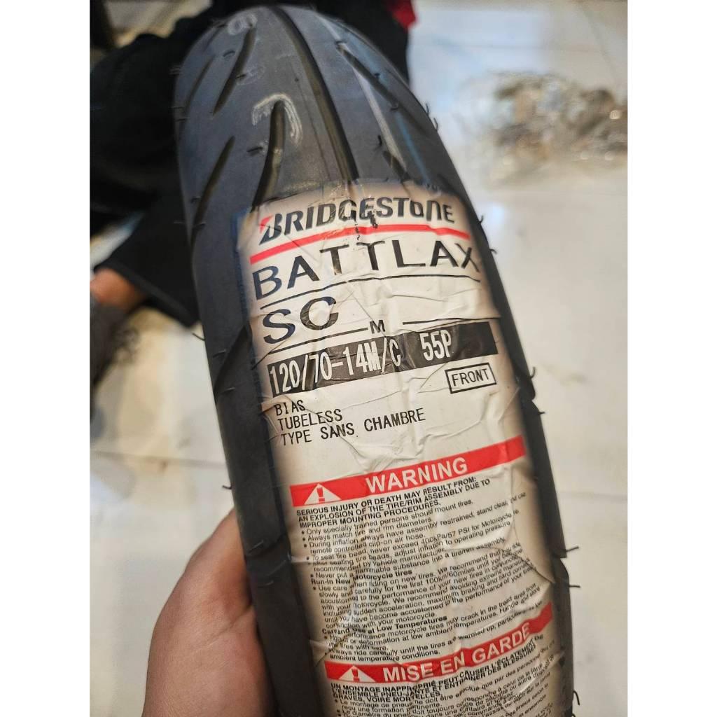 ยาง BRIDGESTONE BATTLAX SC : 120/70 14 (Front ) ยางมอเตอร์ไซต์ ยางหน้า ยางปี 20