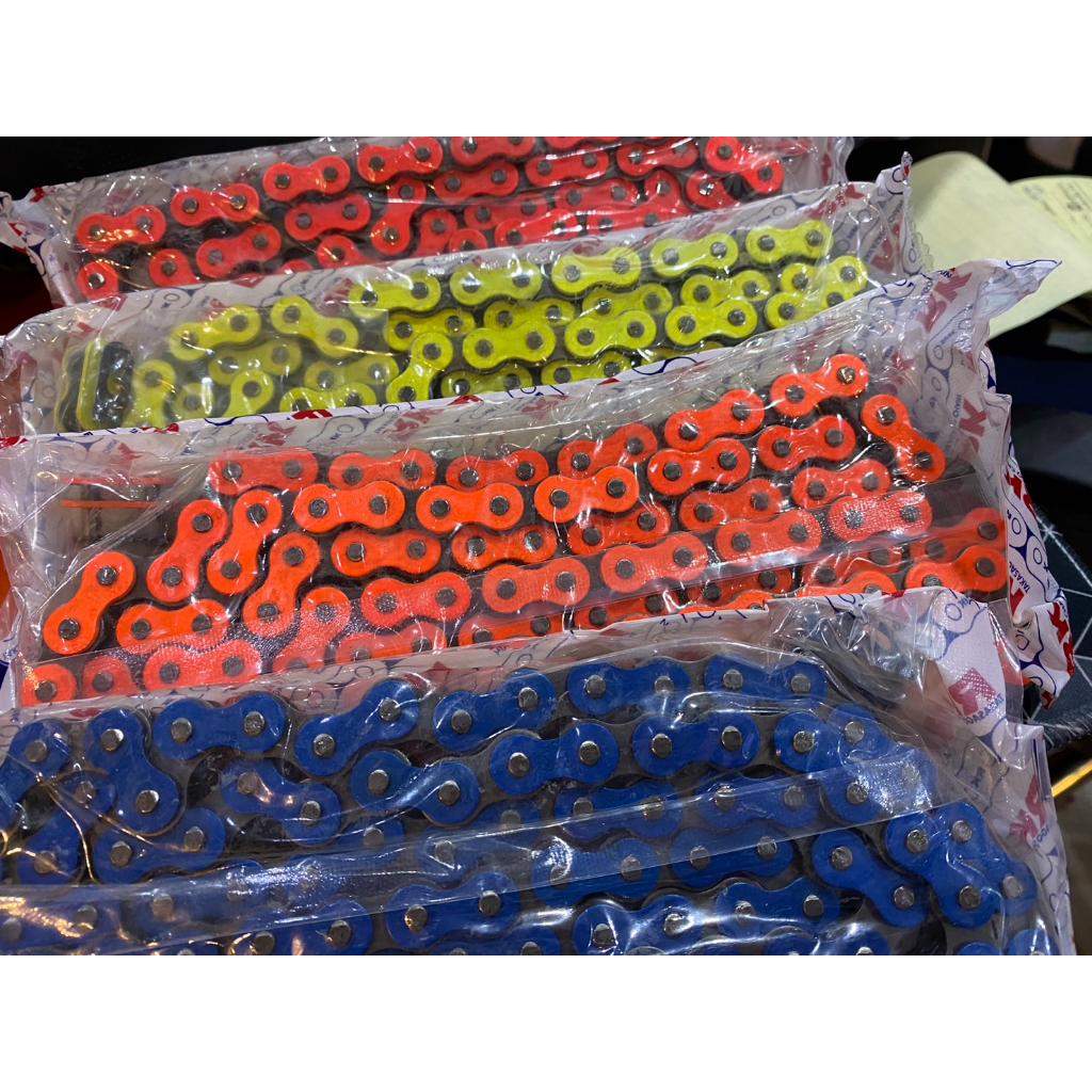 โซ่ 420 SB 120L สีแดง  สีส้ม  สีเหลือง สีน้ำเงิน โซ่ RKแท้  420SB แถมสติ๊กเกอร์RKแท้ทุกกล่อง