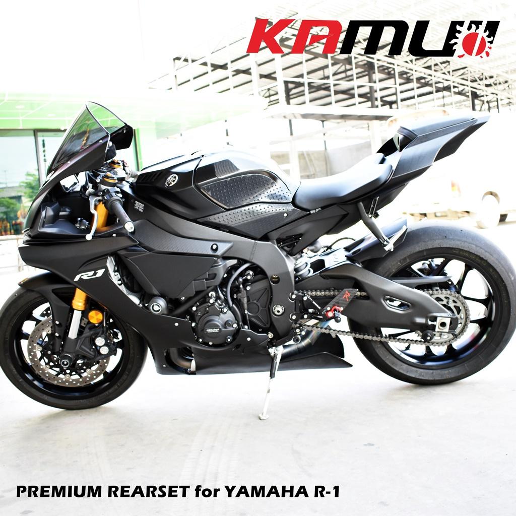 ชุดเกียร์โยง KAMUI คาร์บอนแท้ ตรงรุ่น R-1 R1 (Racing Style)ปรับระดับพักเท้า หัวเกียร์พับได้ พักเท้าพับได้ เกียร์โยง