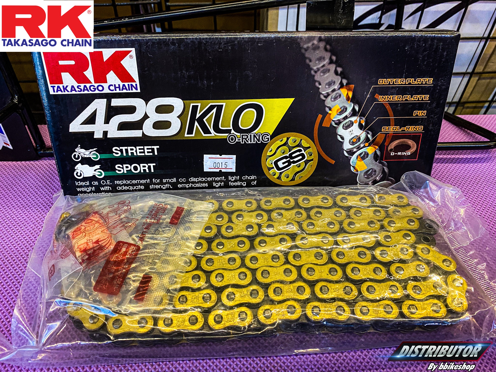 โซ่ RK 428 KLO O-Ring 132L สีทองนอก