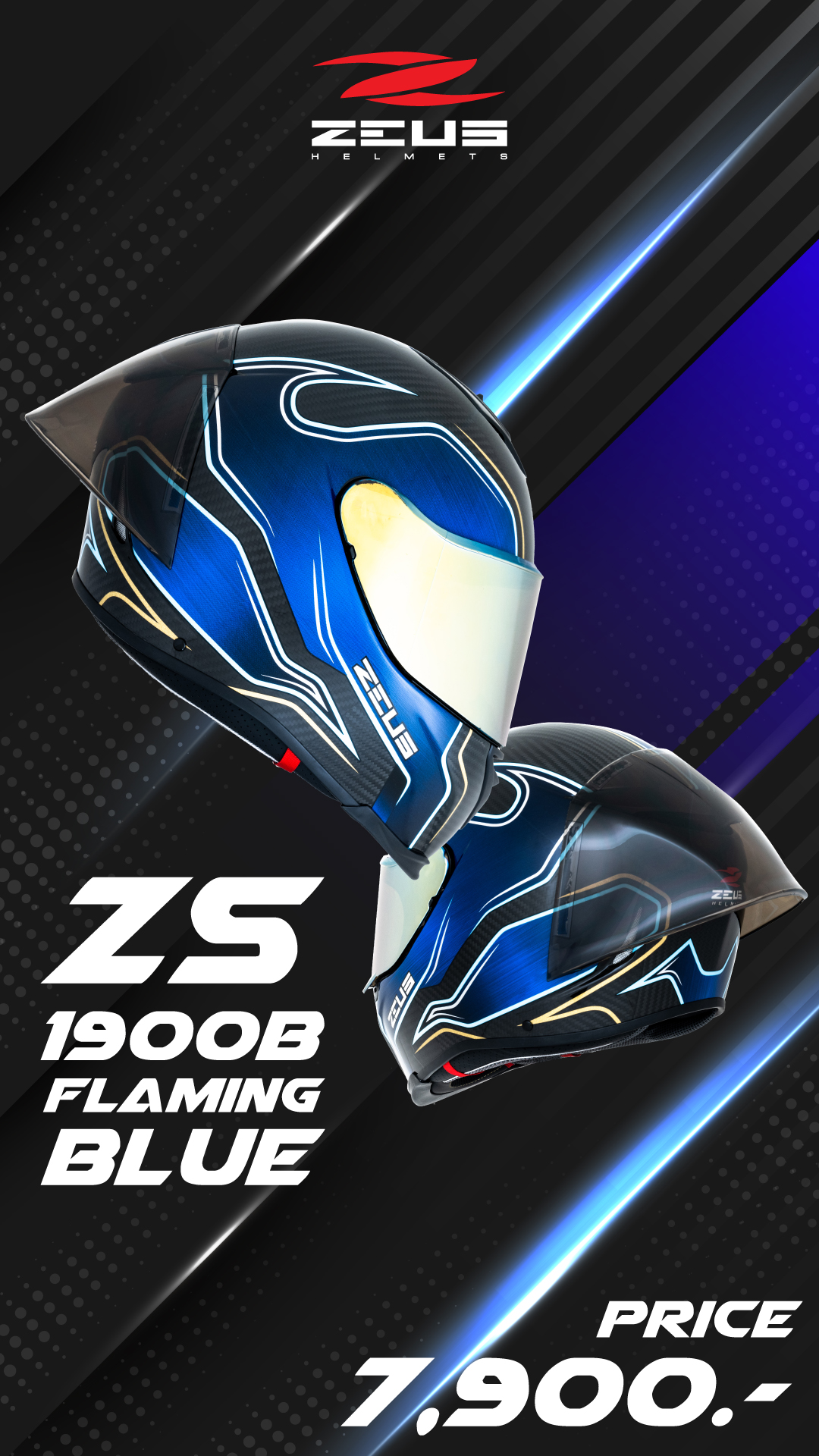หมวกกันน็อค ZEUS ZS-1900 AO28 BLUE